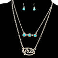 Two Piece Y'all Silver Necklace Earrings Set