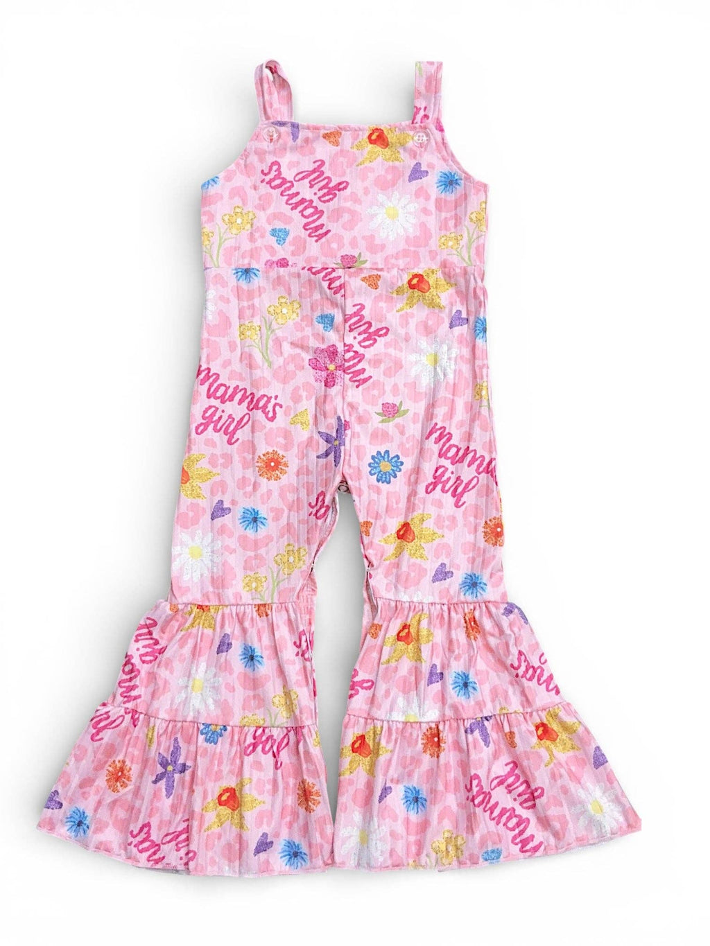 Mama's girl pink multi-printed jumpsuit.
