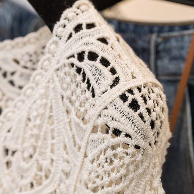 Bohemia Crochet Lace bell flare sleeve tee top cover up