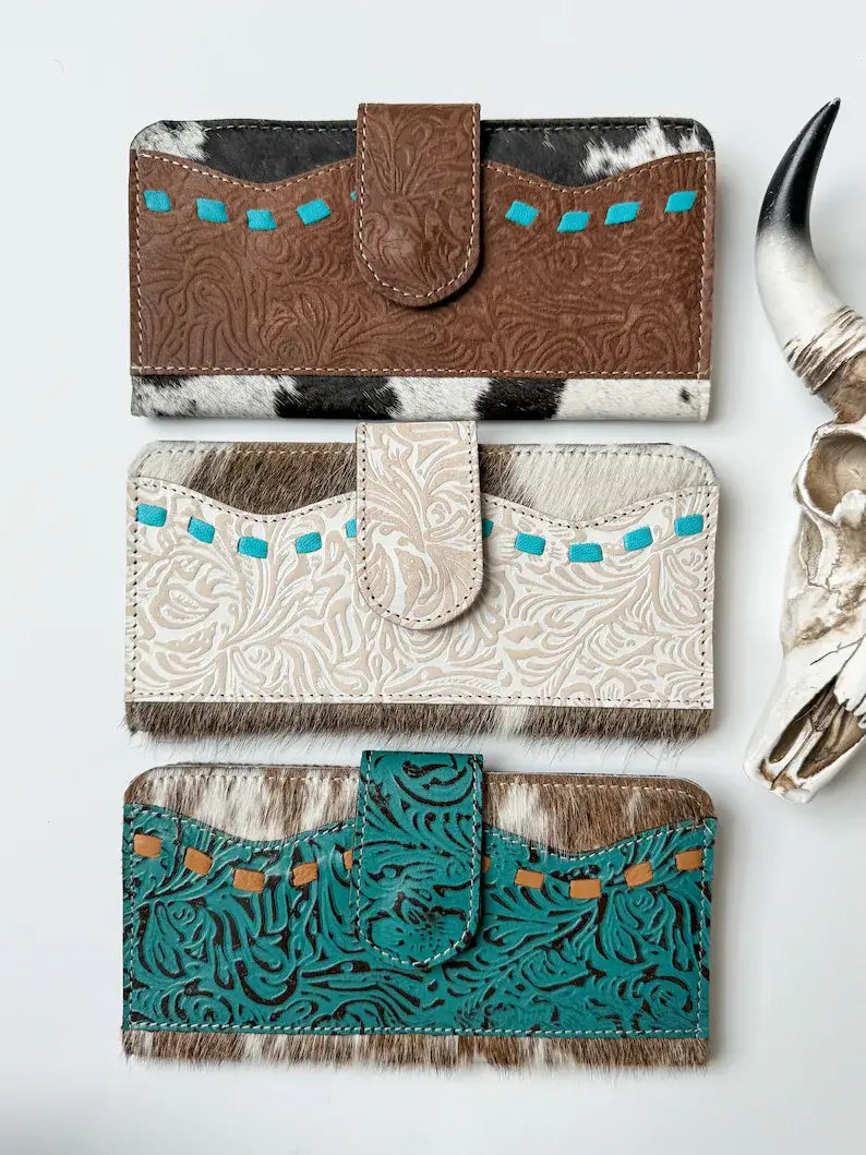 Western Floral Leather Tooled Wallet