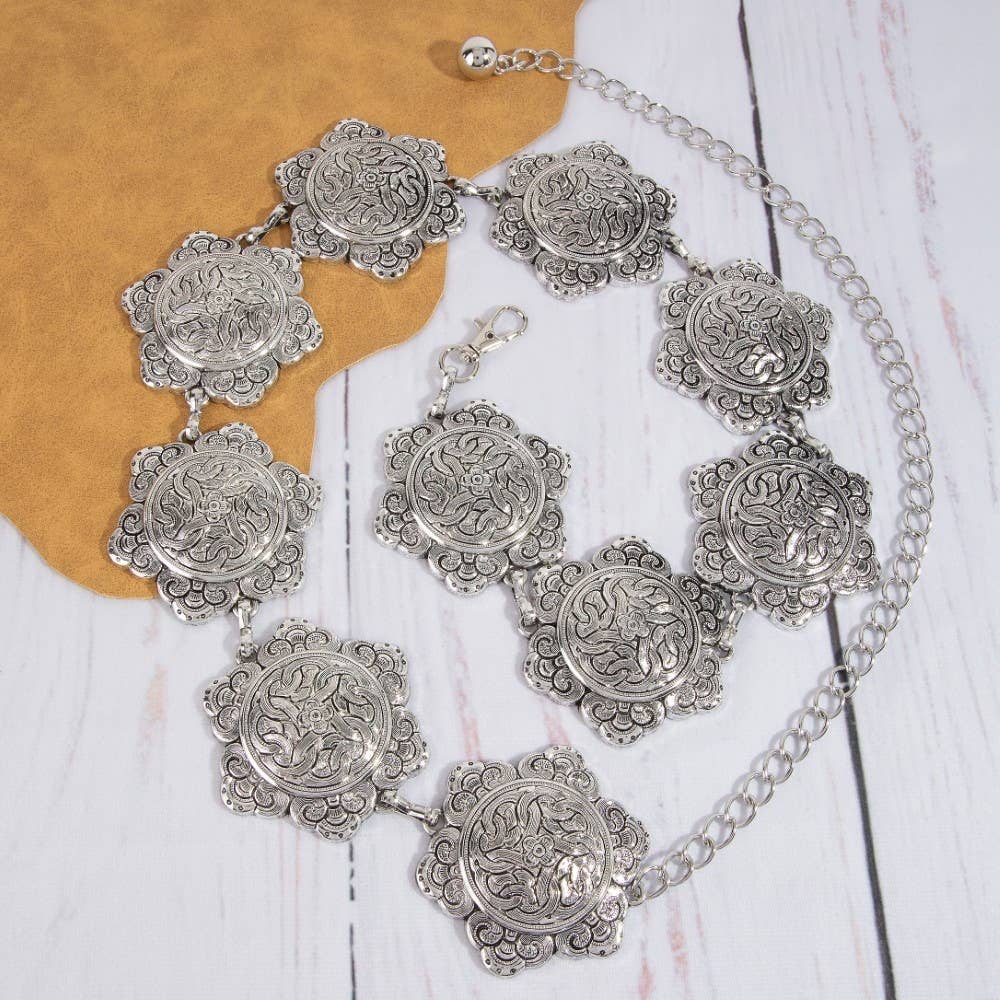 Ornate Weave Hexagon Chain Belt