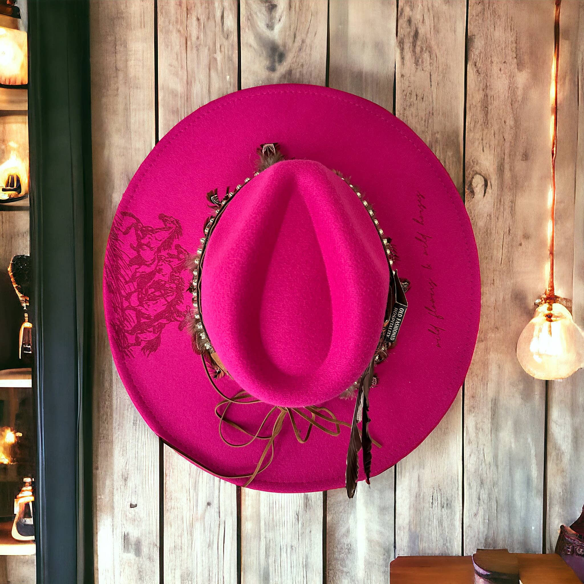 Wild Flowers Wild Horses Burned Hat Cowboy Western Hat