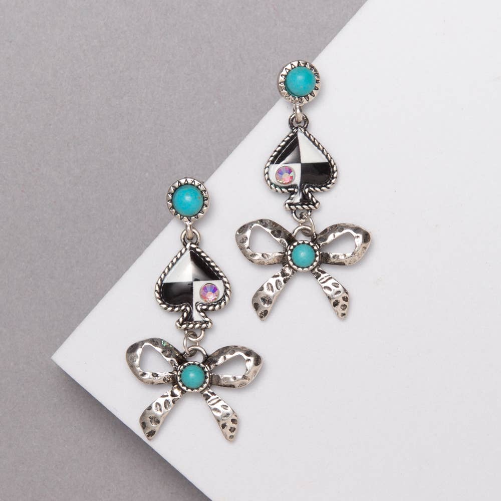 Western Semi Stone Post Bow Earrings