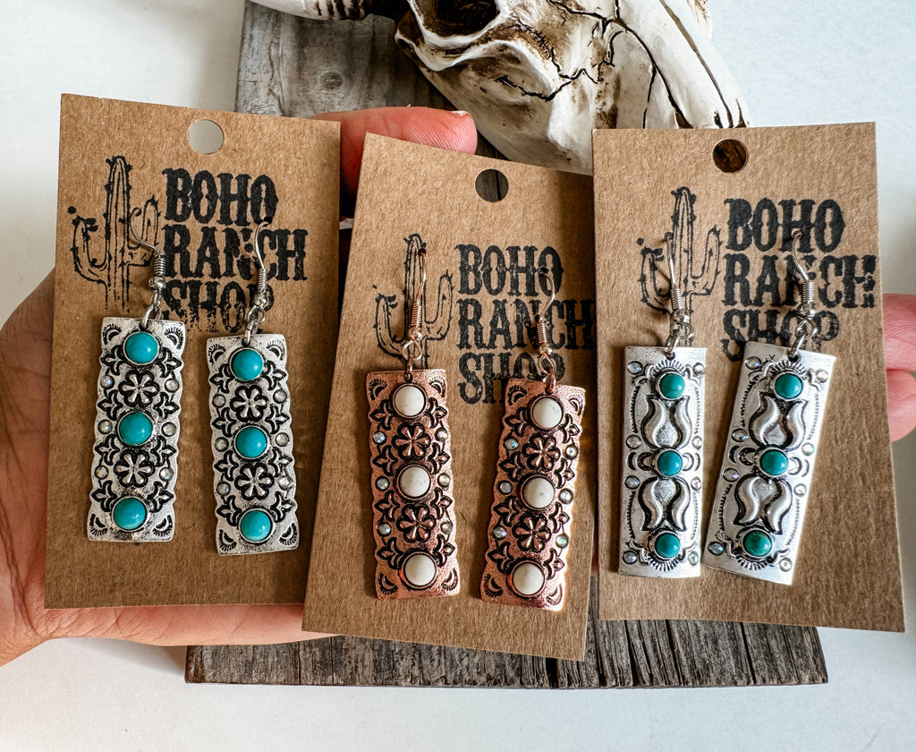 Western Bar Texture Earrings