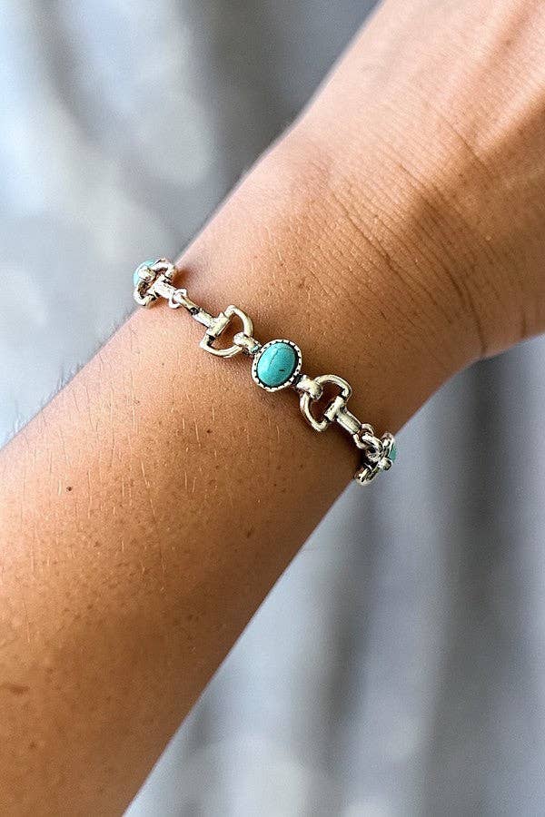 WESTERN TQ GEM SNAFFLE BIT LINK BRACELET