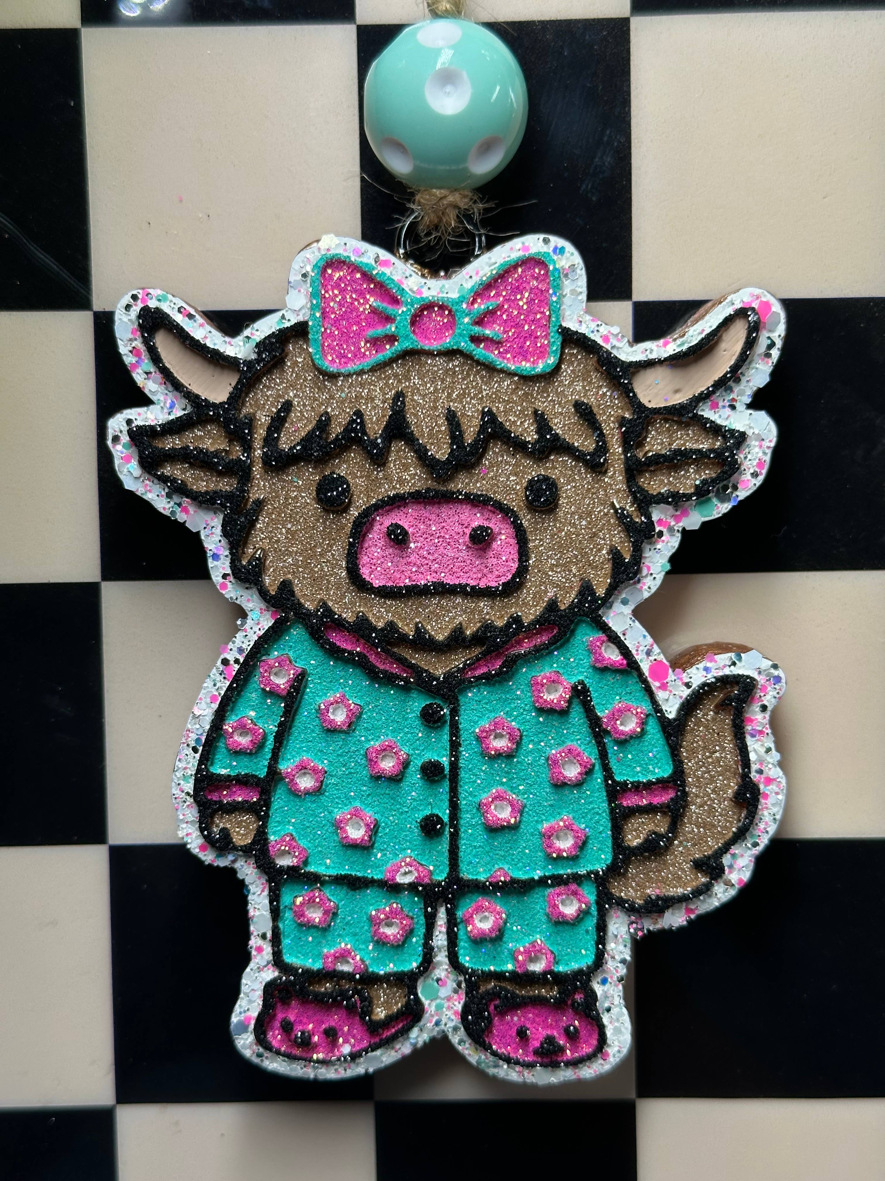 Highland Cow in Pj’s Car Freshie 