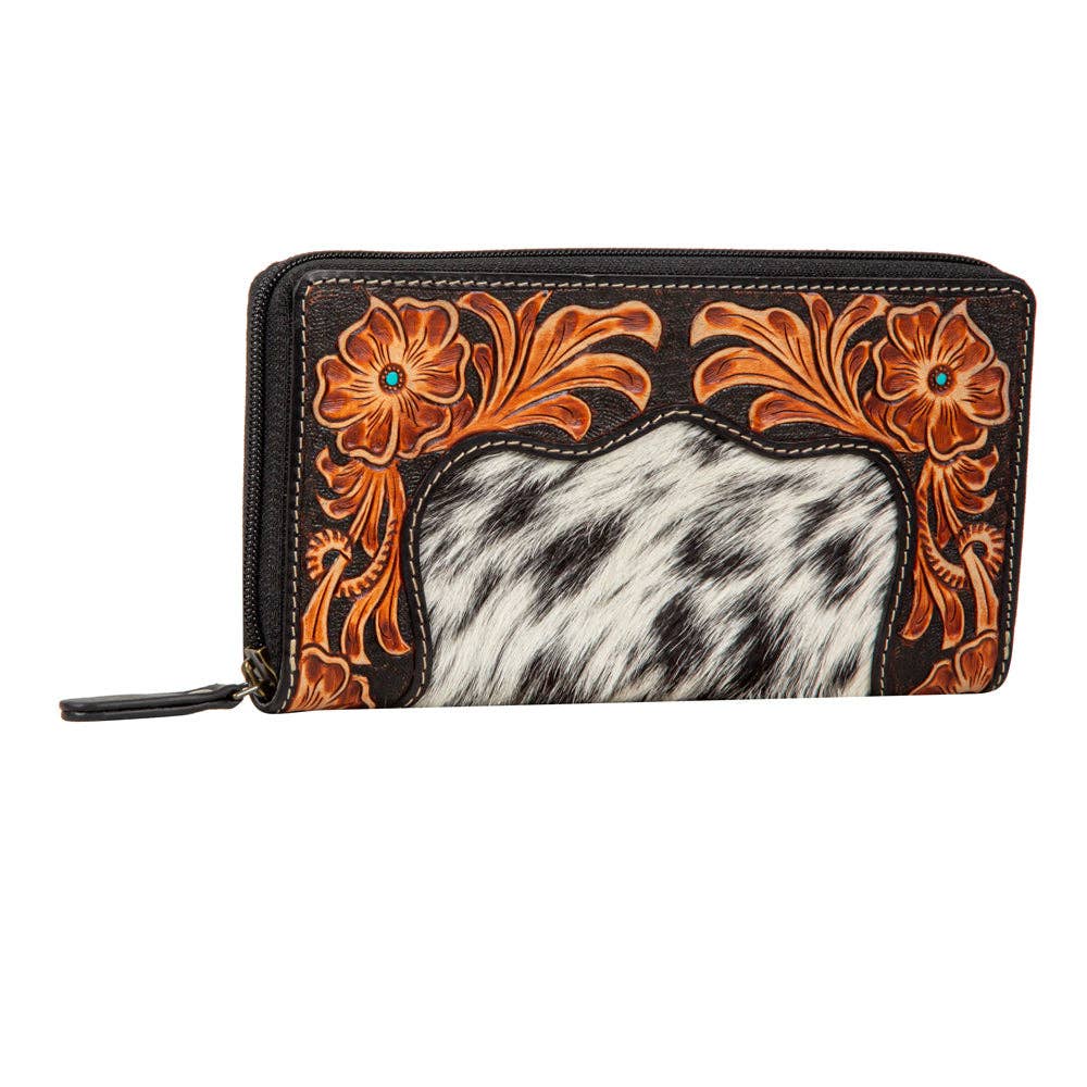 Rose of the Desert Hand‑Tooled Leather Wallet – Southwestern Floral Carved Artisan Accessory