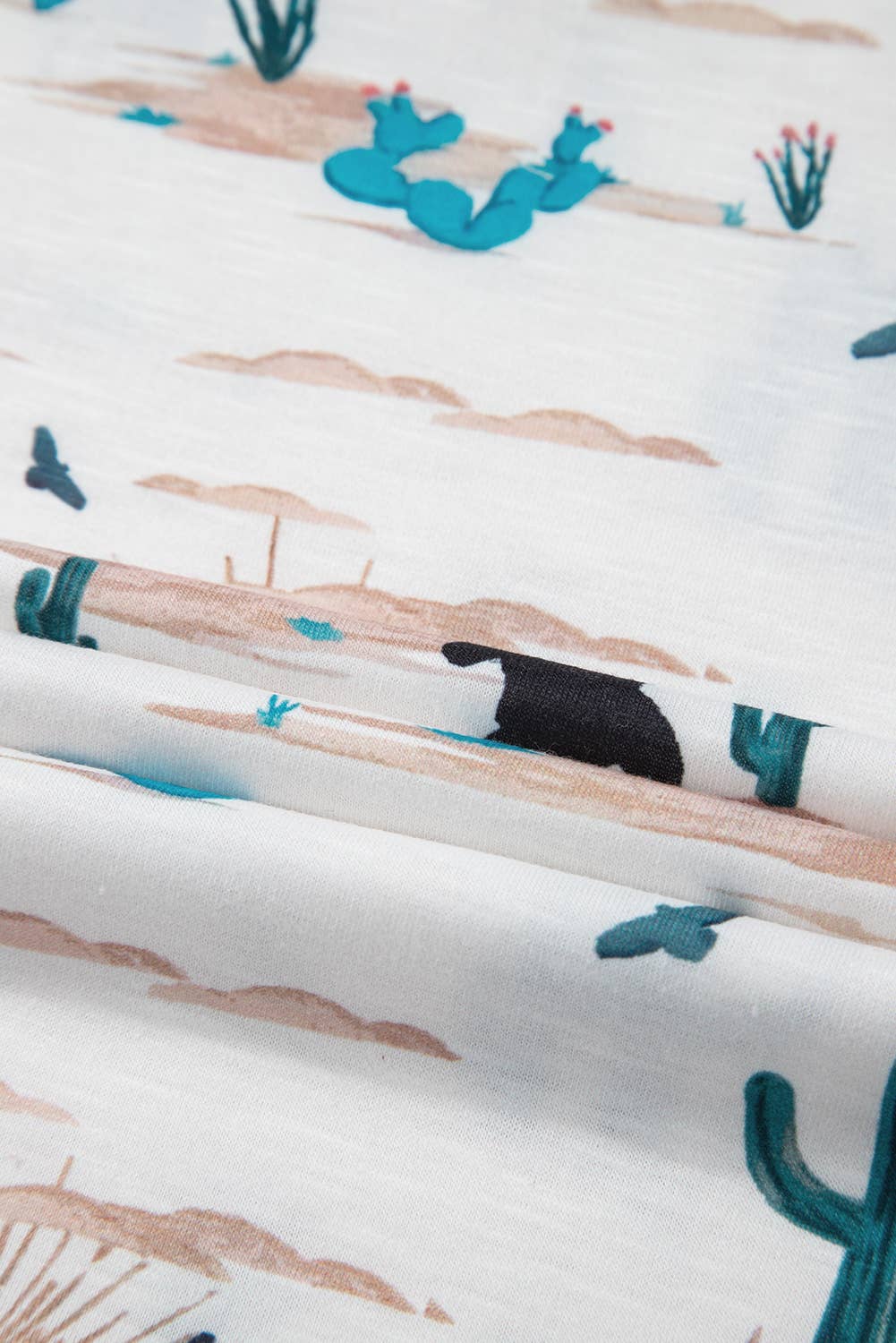 Western Cactus Print Short Sleeve Top