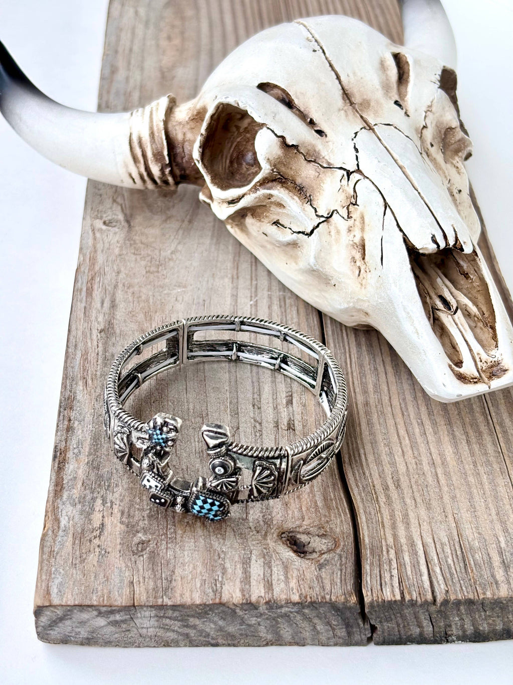 Western Horseshoe Spade Checker Stretch Bracelet