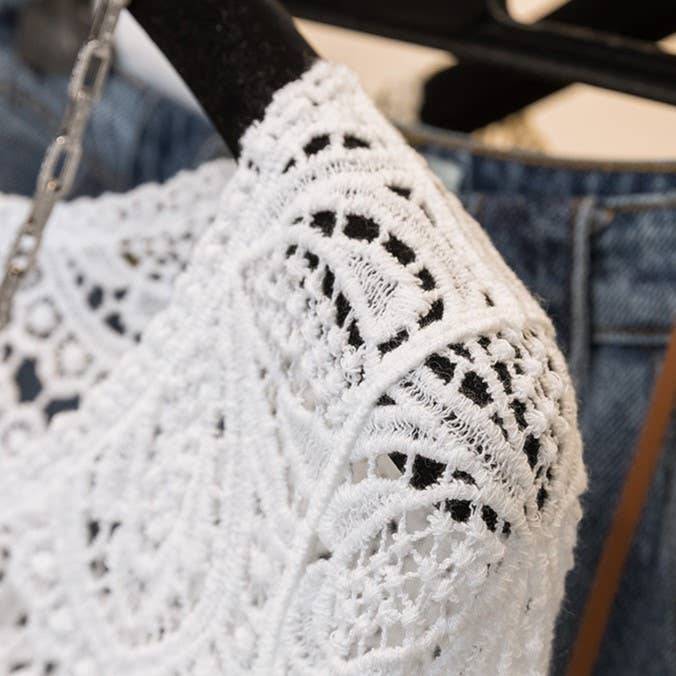 Bohemia Crochet Lace bell flare sleeve tee top cover up