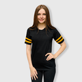 2 Stripes Jersey T-Shirt - Black and Gold