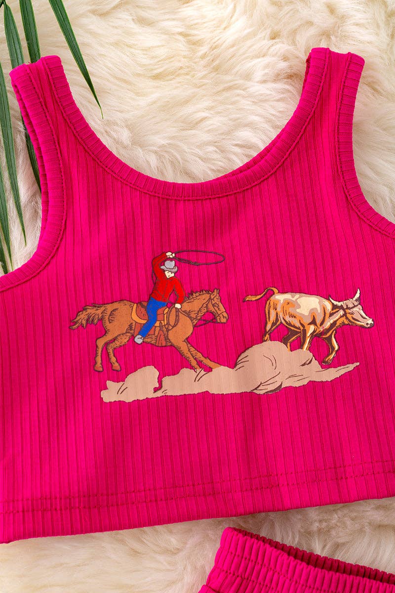 Rodeo Baby" Hot pink 2 piece set.
