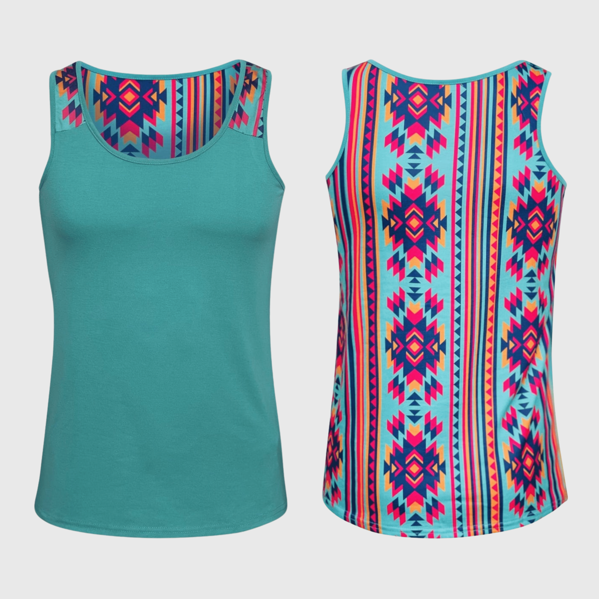 Aztec Teal Polyester Tank Top (AZTT-101)