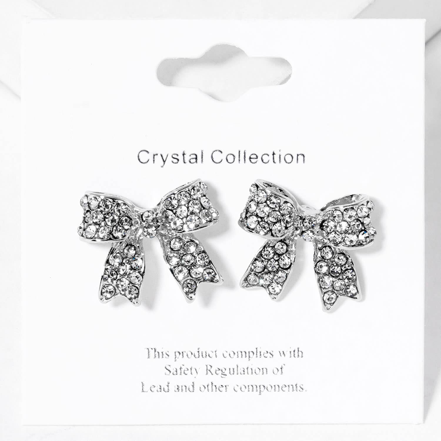 Crystal Rhinestone Pave Bow Stud Earrings