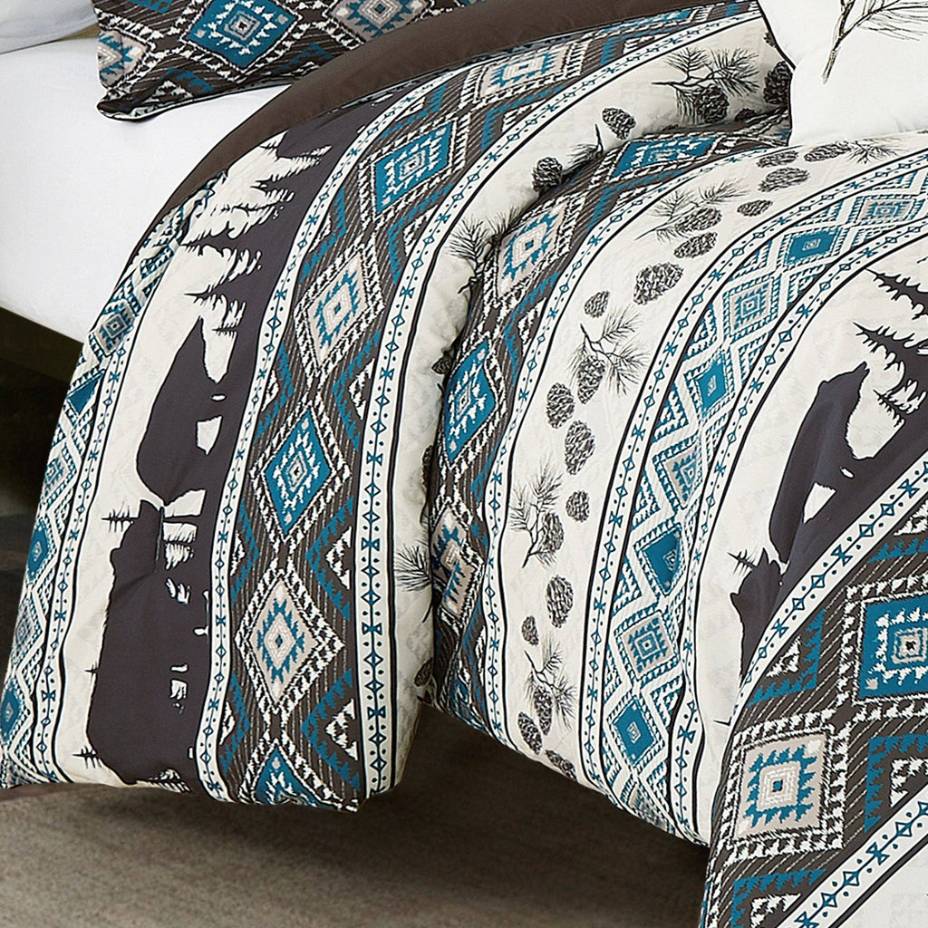 Big Bear Southwest Turquoise Aztec Comforter - 6 Piece Set