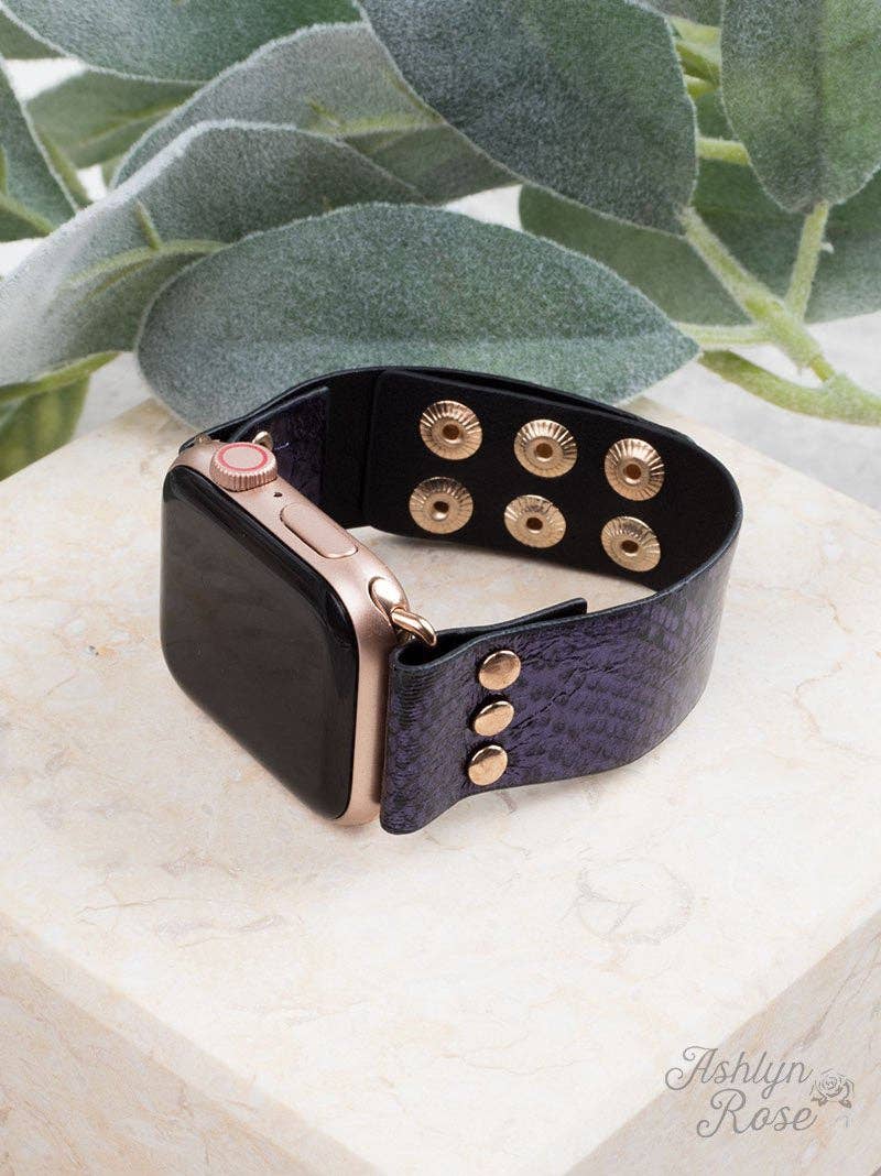 Snake, Rattle, & Roll 38/40 Leather Smart Watch Band, Navy