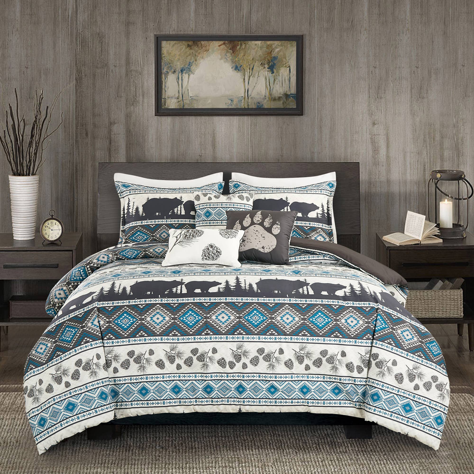 Big Bear Southwest Turquoise Aztec Comforter - 6 Piece Set