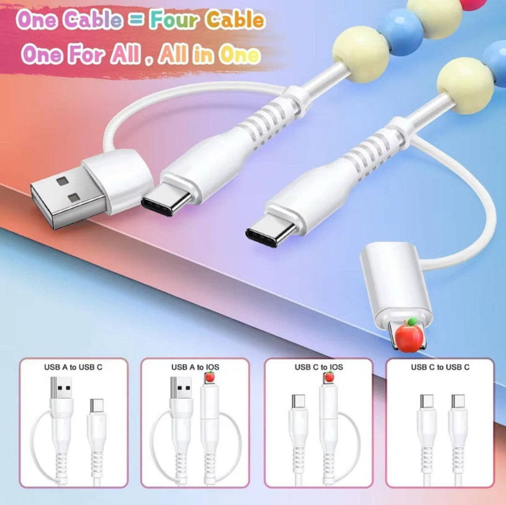 Turquoise Beaded 4-IN-1 Charging Cable
