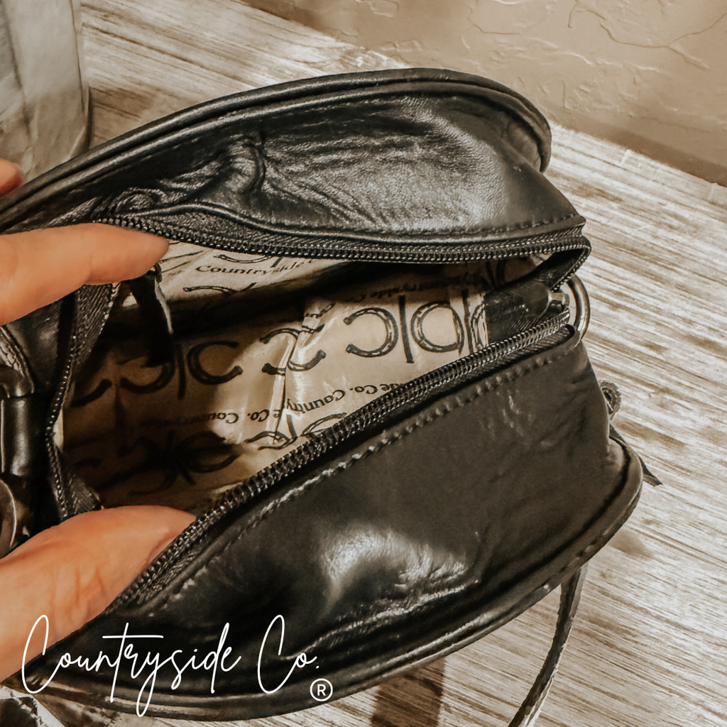 Emery Checkered & Cowhide Canteen Purse