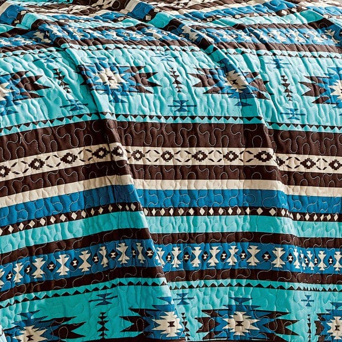Southwest Turquoise Aztec Quilt - 5 Piece Set