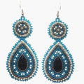 Handmade Teardrop Czech Seed Bead Earrings - 3.5 inches long