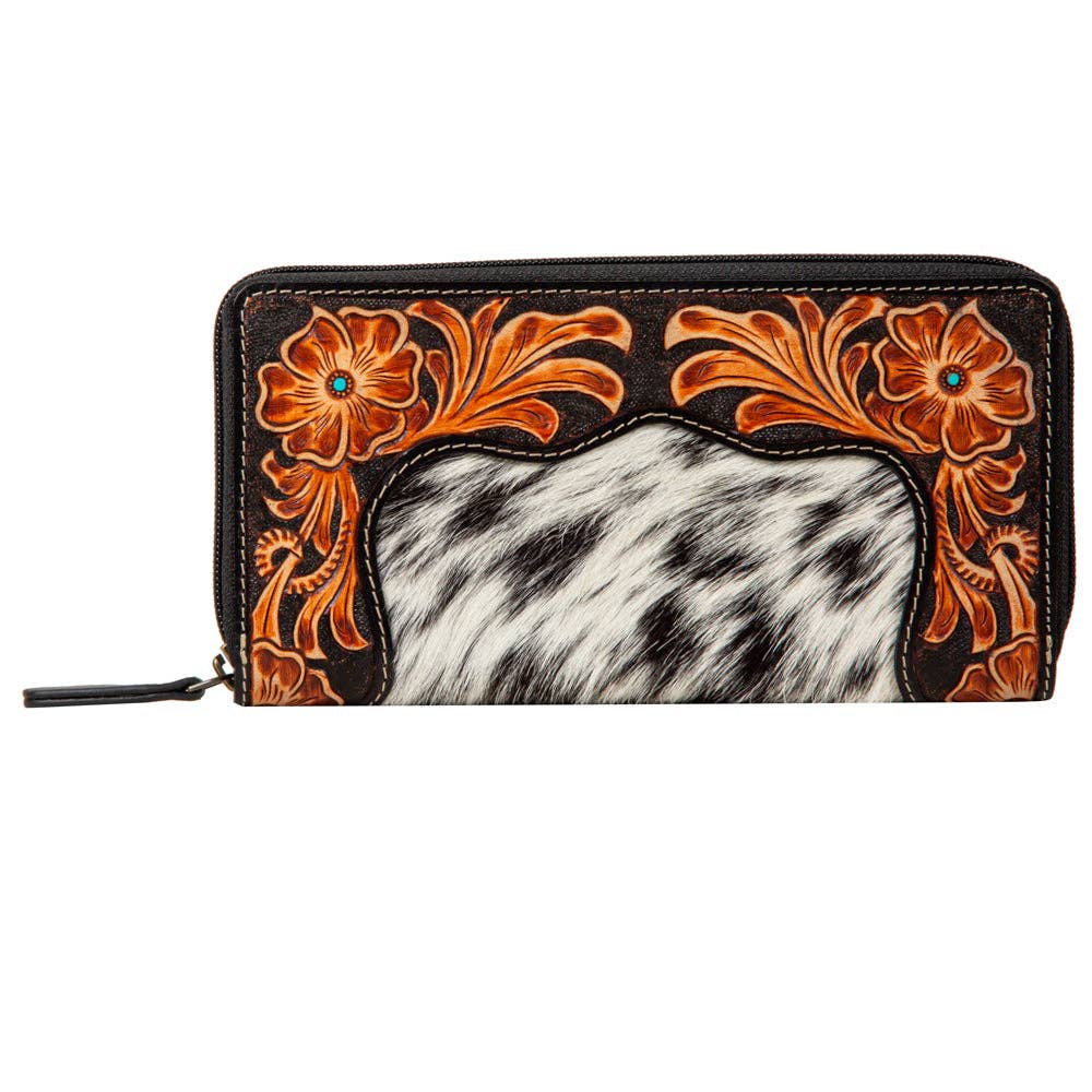 Rose of the Desert Hand‑Tooled Leather Wallet – Southwestern Floral Carved Artisan Accessory