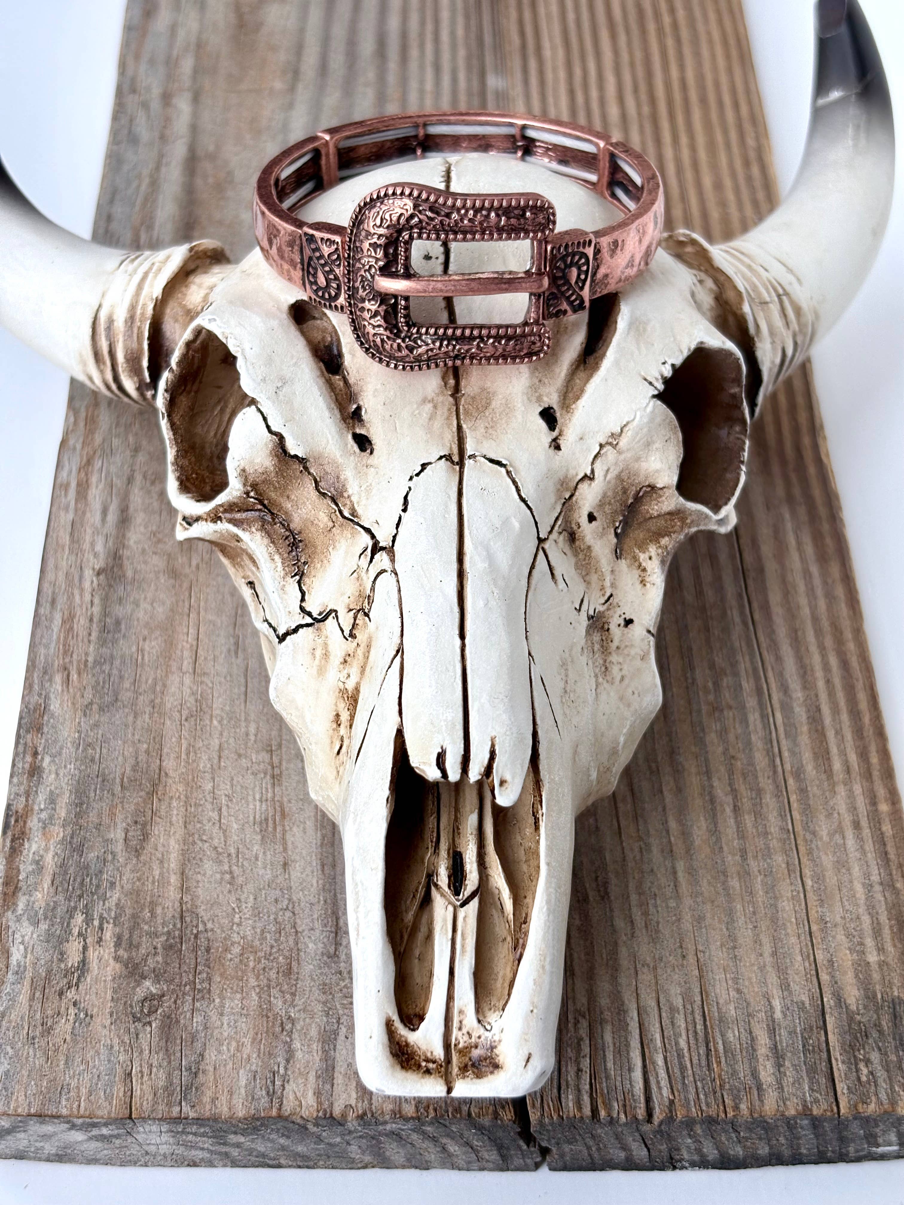 Western Belt Buckle Bar Bangle Stretch Bracelet