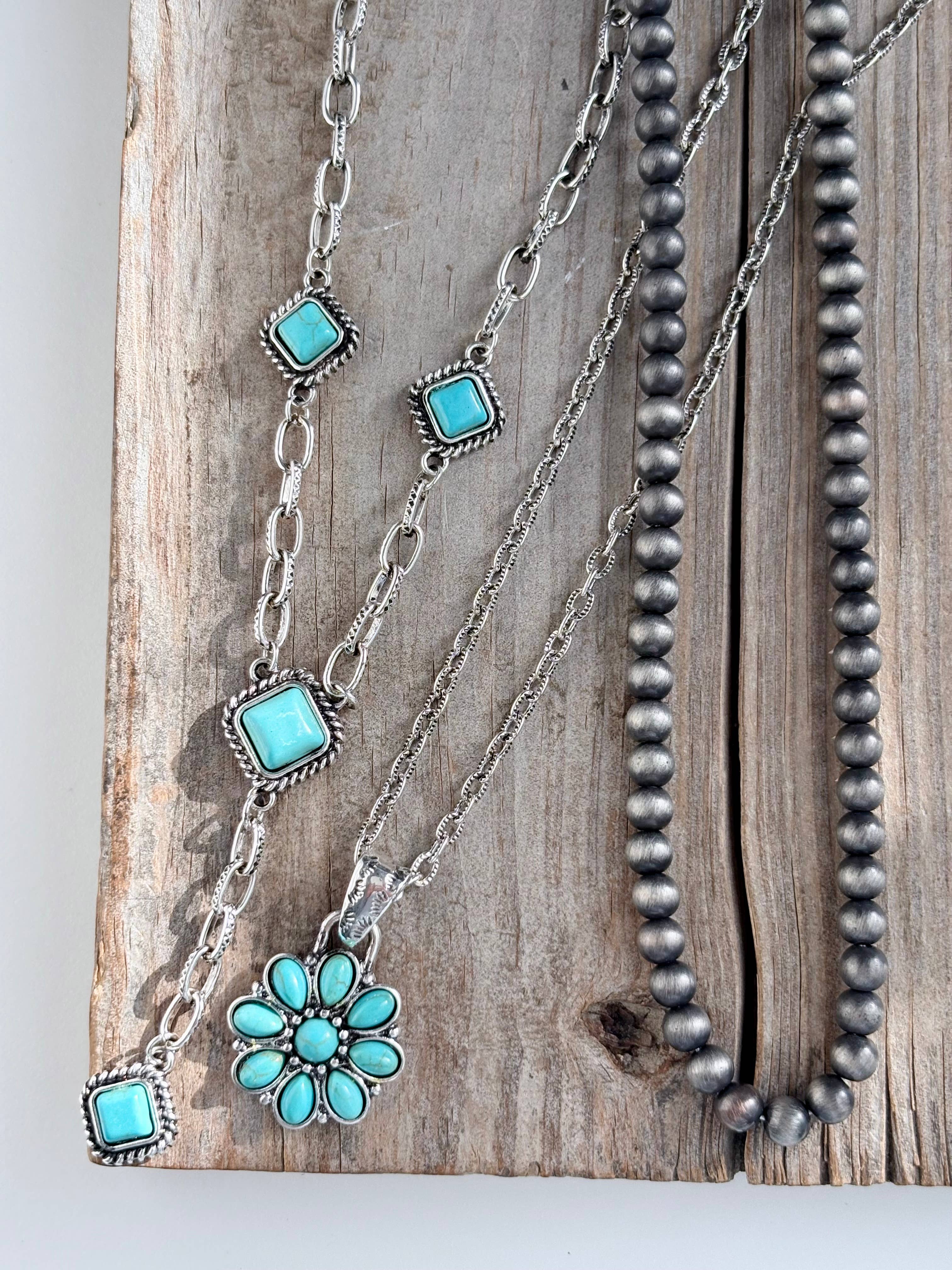 3pc Western Style Pendant & Navajo Pearl Necklace Set