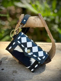 Cowhide Leather Checkered Wallet Wristlet Western Rodeo