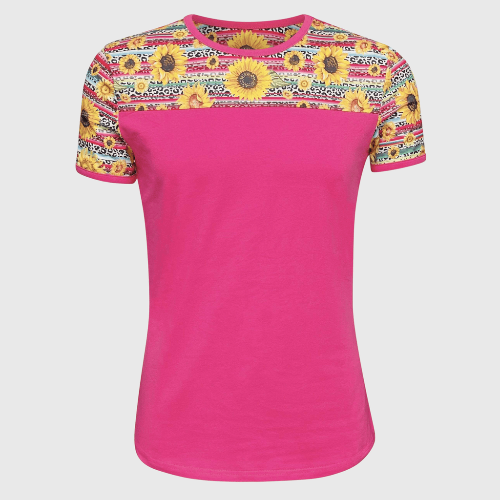 Sunflower Serape Cheetah Pink Short Sleeve Top