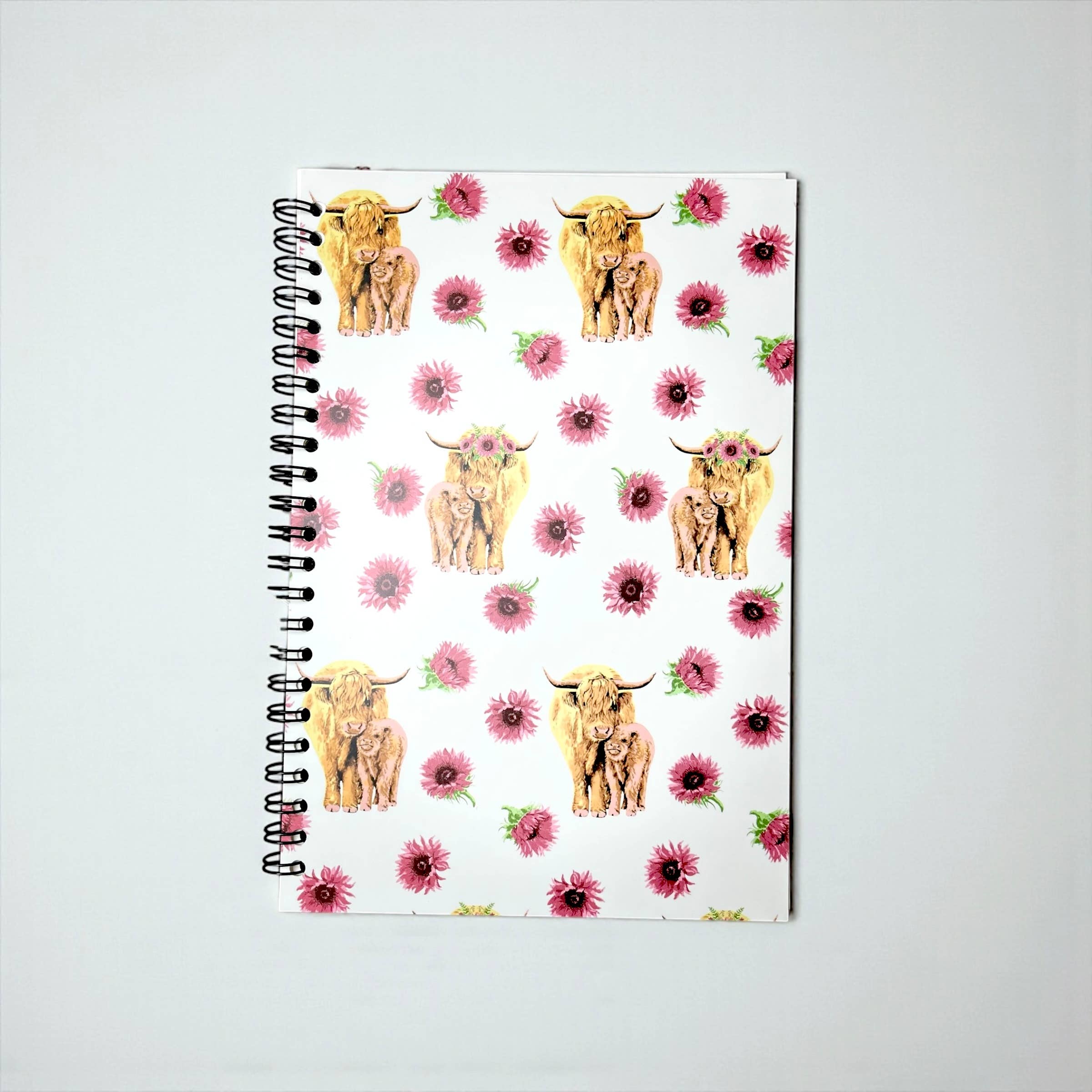 Western Notebook Pink Highland Cow - Rustic Journal 8.5x6