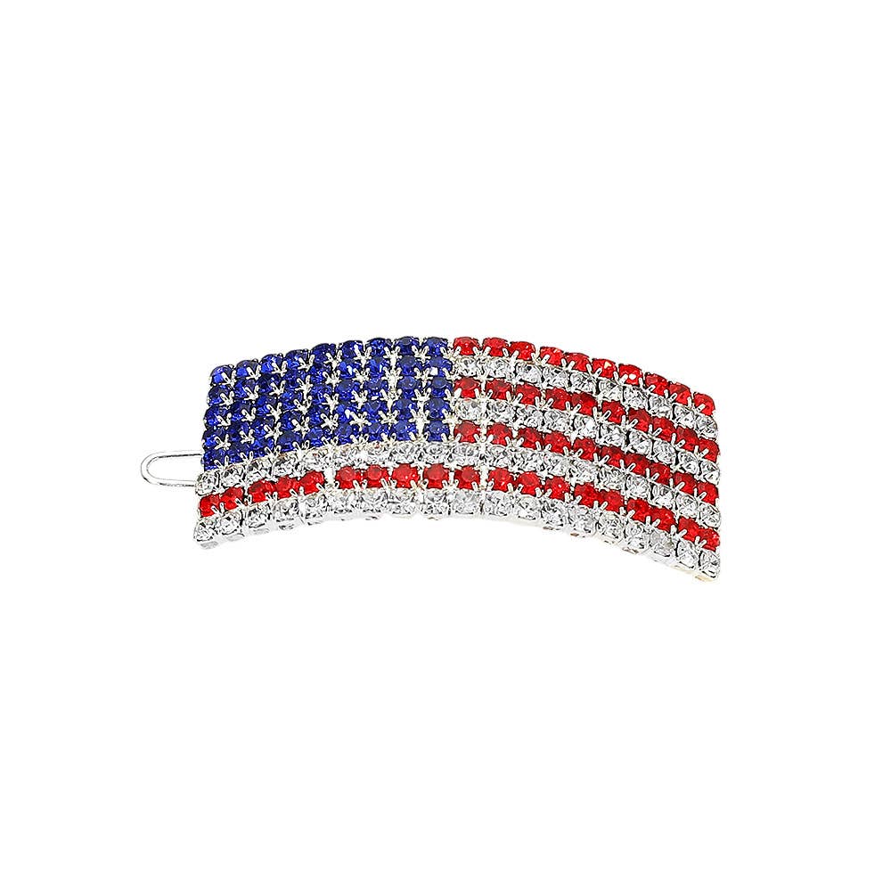 Rhinestone Patriotic American USA Flag Hair Clip