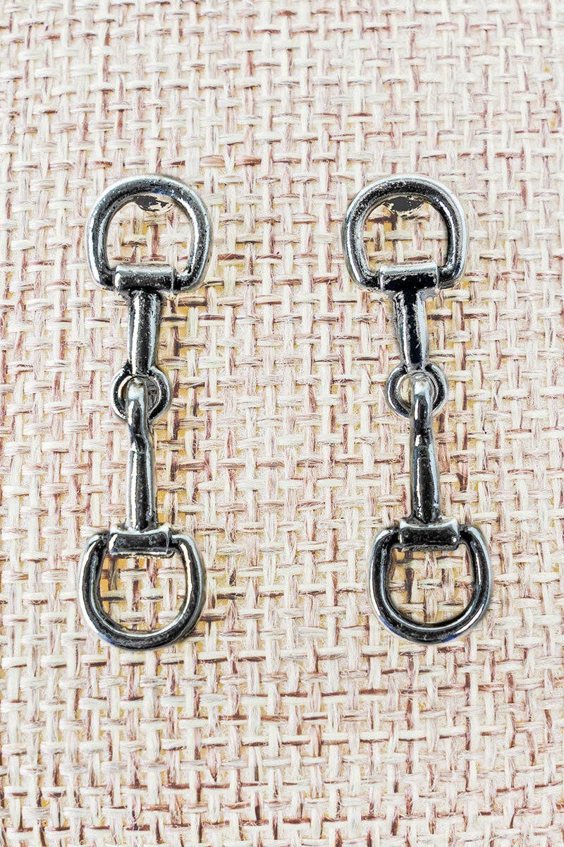 Bridle Line Silvertone Earrings
