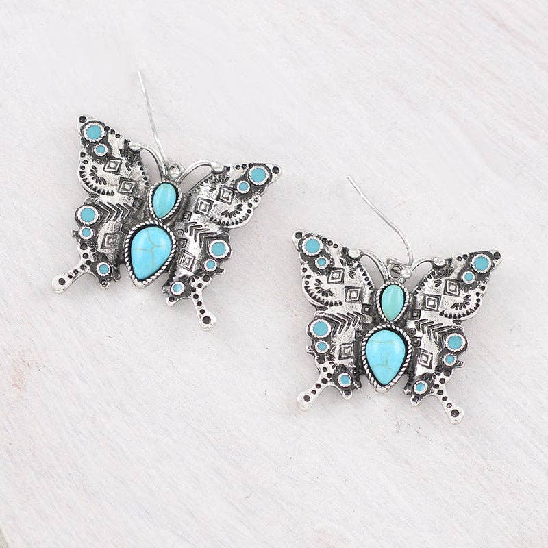 Western Aztec Butterfly Earrings