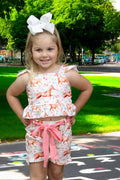(Western) Horse printed girls short set w/open back.