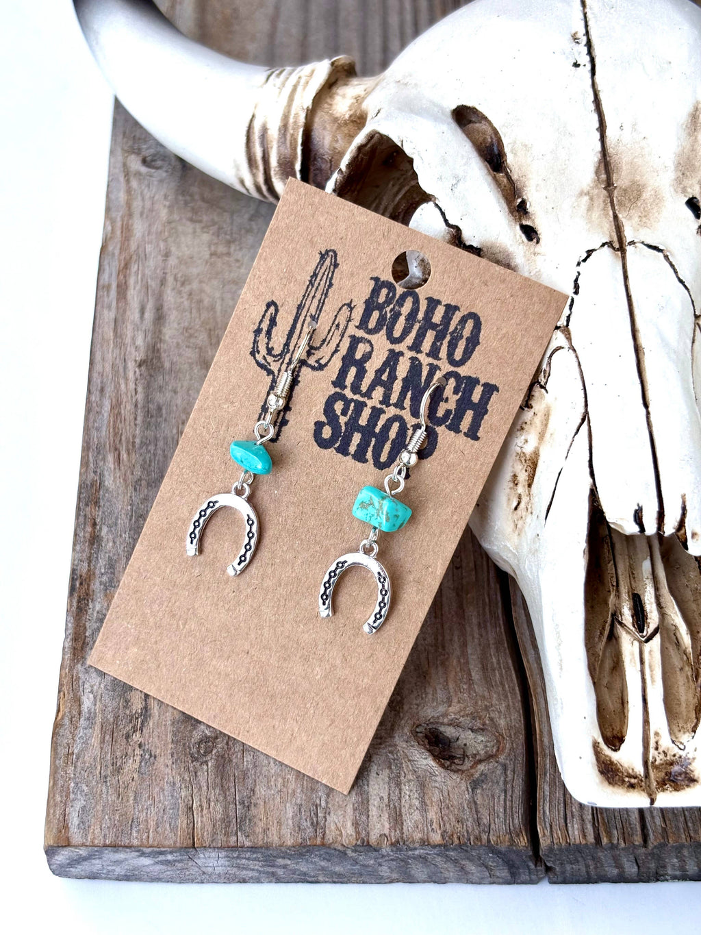 Western Style Turquoise Stone Dangle Earrings