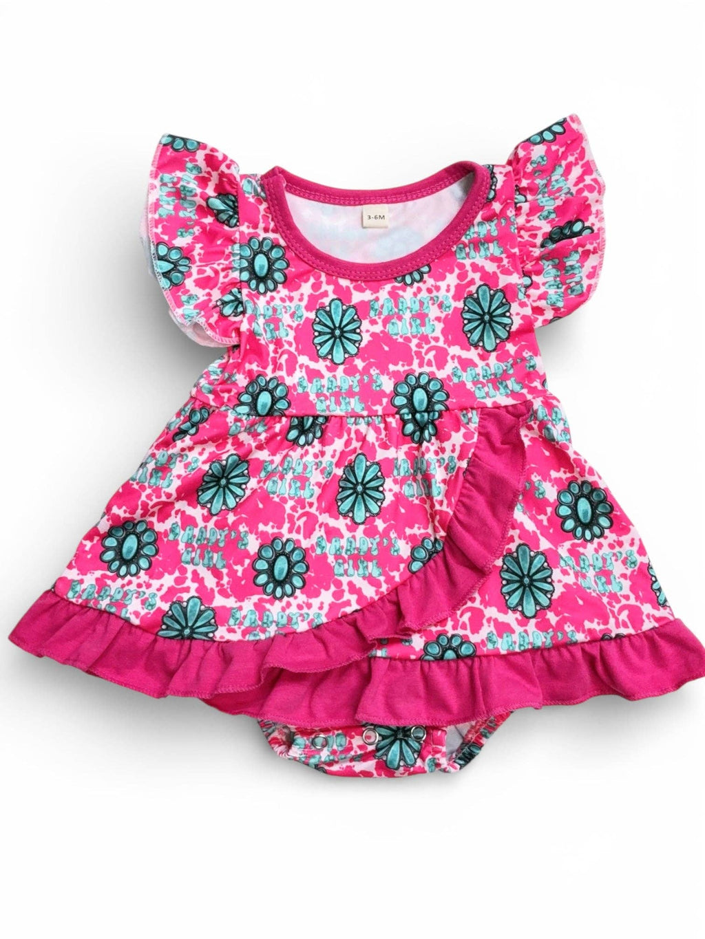 "Daddy's Girl" Concho printed baby bodysuit w/snaps.