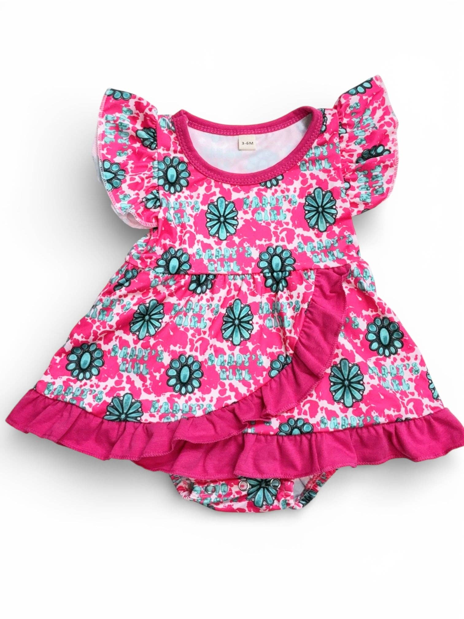 "Daddy's Girl" Concho printed baby bodysuit w/snaps.