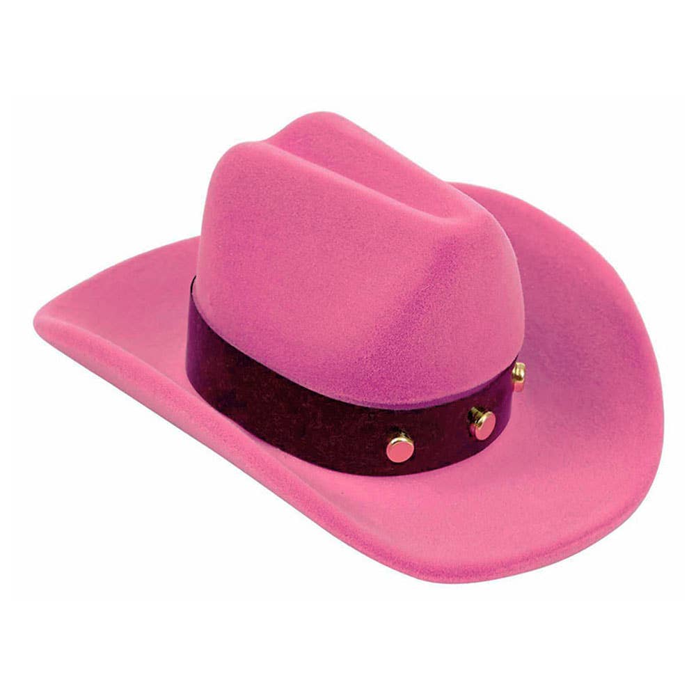 Pink Rhinestone Horseshoe Earrings in Cowboy Hat Gift Box