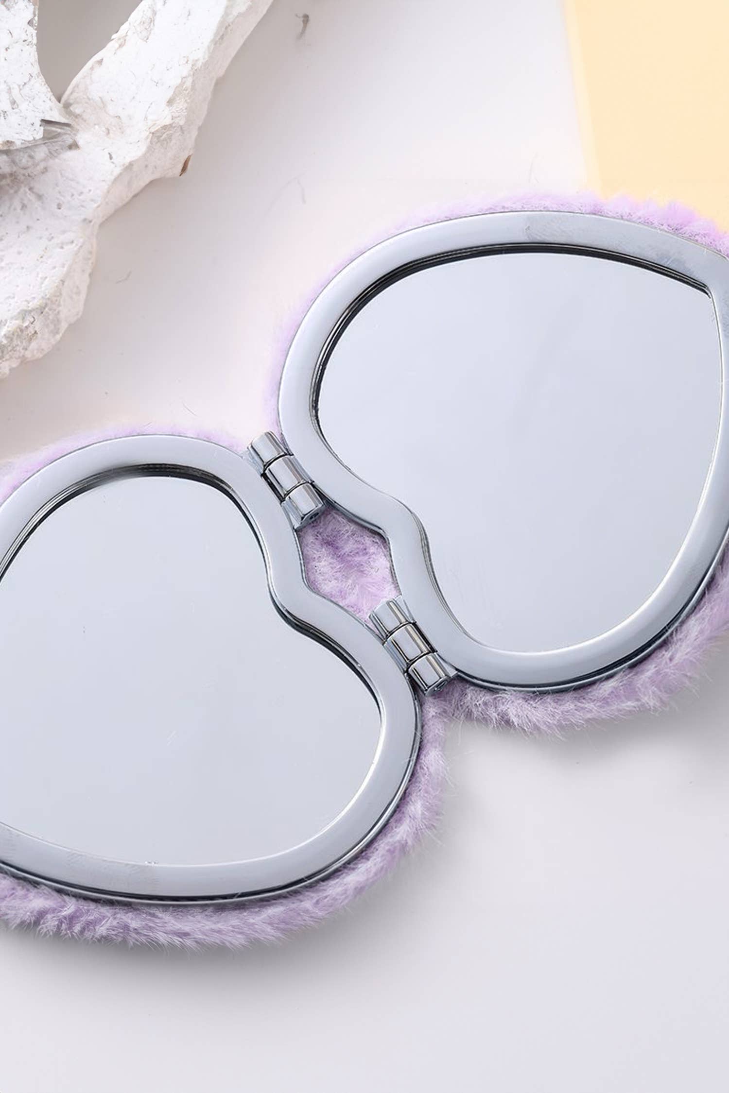 Shape Double Sides Fluffy Cute Mini Cosmetic Mirror