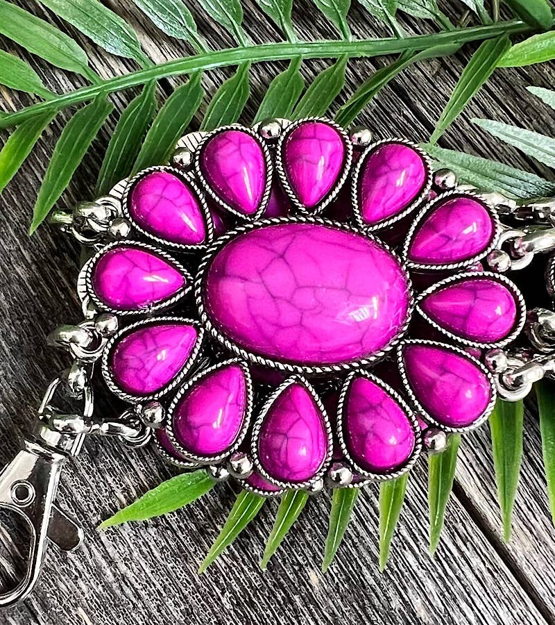 MAGENTA MARBLE PATTERN CONCHO BELT . (32"LONG)