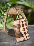 Cowhide Leather Checkered Wallet Wristlet Card Holder 
