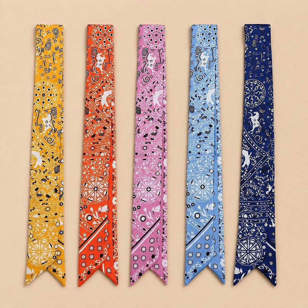 Paisley Bandana Print Skinny Twilly Scarf