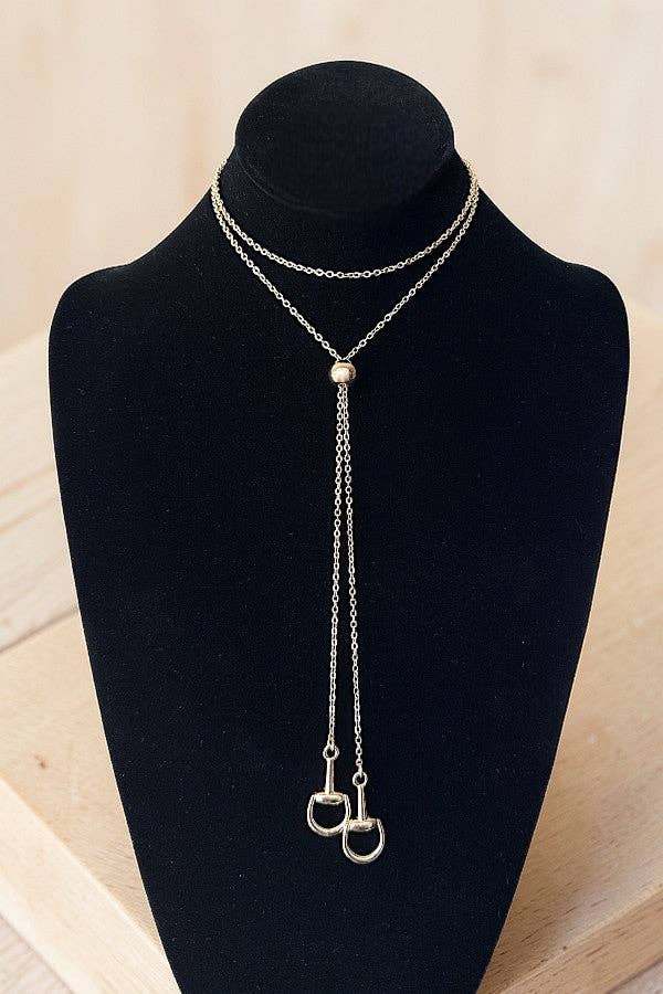 WESTERN SNAFFLE BIT TIPPED BOLO STYLE NECKLACE