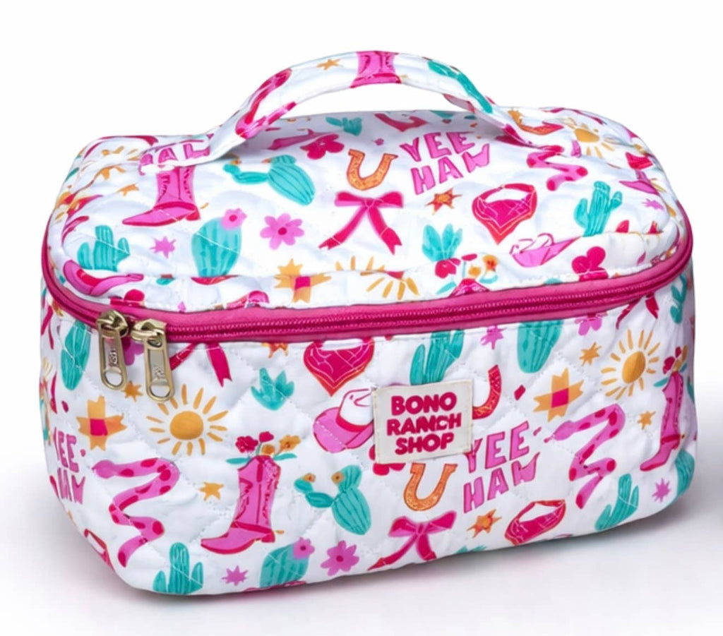Quilted Western Makeup Bag Organizer | Cowgirl Cosmetic Bag