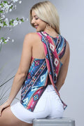 VALERIA AZTEC SERAPE PRINT CROSS BACK SLEEVELESS TOP