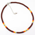 Handmade Native Style Beaded Rope Necklace - Brown Woven
