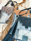 SHAYNE LARGE - Hand Tooled Clear Crossbody Concert bag