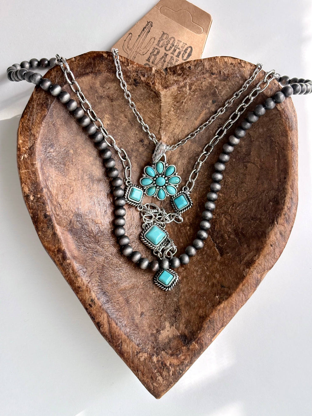 3pc Western Style Pendant & Navajo Pearl Necklace Set