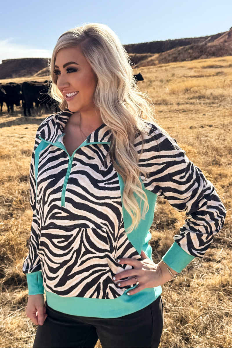 Desert Stripe Turquoise Pullover